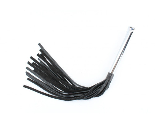 Черная плеть с металлической рукоятью - 43 см.