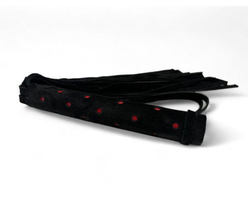 Черная замшевая плеть с красными точками на рукояти Red dot Princess - 43 см.