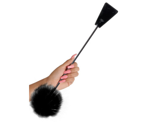 Черный стек Feather Crop с пуховкой на конце - 53,3 см.