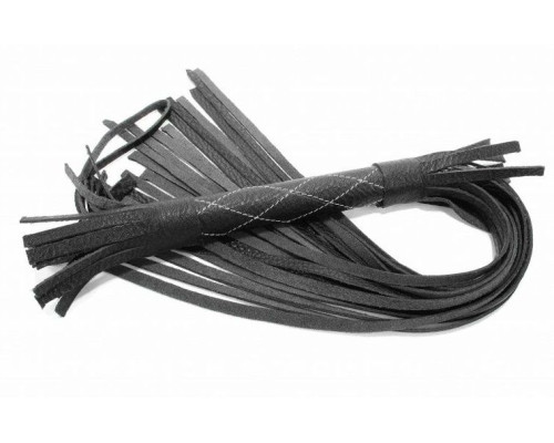 Аккуратная чёрная плетка  из натуральной кожи