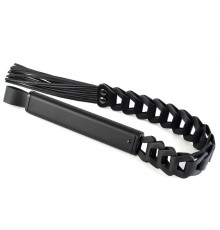 Черная кожаная плеть «Клеопатра» - 62 см.