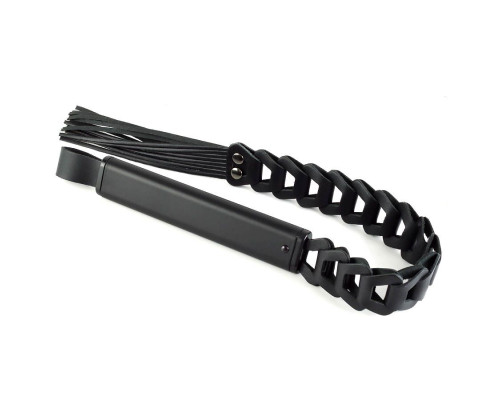 Черная кожаная плеть «Клеопатра» - 62 см.