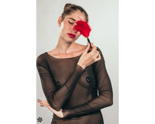 Красный перьевой тиклер Plume - 23 см.