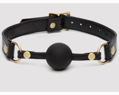Черный кляп-шар Bound to You Faux Leather Ball Gag