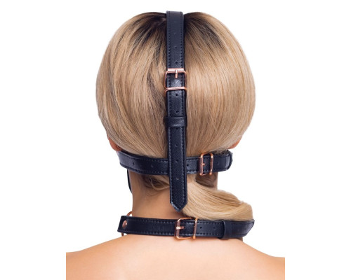 Черный намордник с кляпом-шаром Head Harness With A Gag
