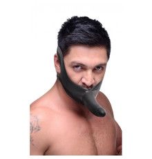 Черный кляп-страпон Masters Mini Face Fuck Strap-On - 14 см.