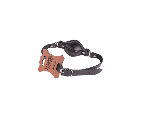 Чёрный кожаный кляп на регулируемых ремешках