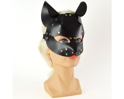 Черная кожаная маска Pussy