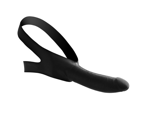 Черный кляп-страпон Masters Mini Face Fuck Strap-On - 14 см.