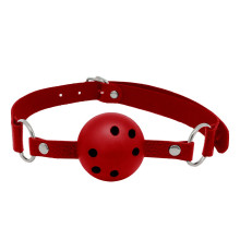 Красный кляп-шар Discretion на регулируемых ремешках