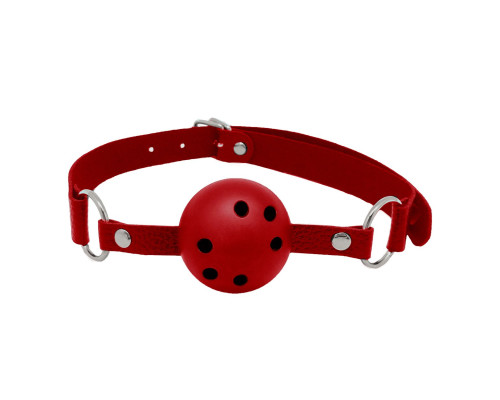 Красный кляп-шар Discretion на регулируемых ремешках