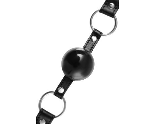 Черный кляп-шар на кожаных ремешках Anonymo