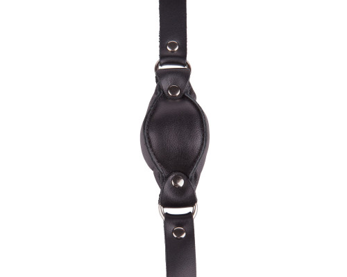 Чёрный кожаный кляп на регулируемых ремешках