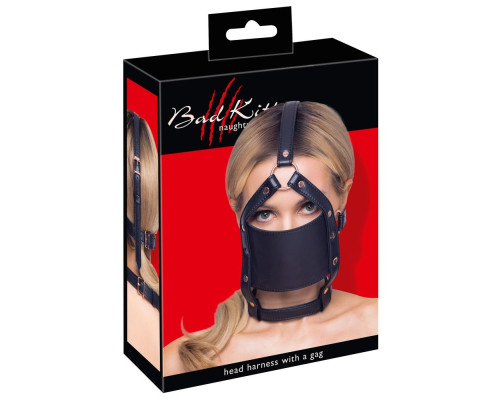 Черный намордник с кляпом-шаром Head Harness With A Gag