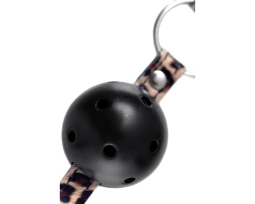 Черный кляп-шар на леопардовых ремешках Anonymo