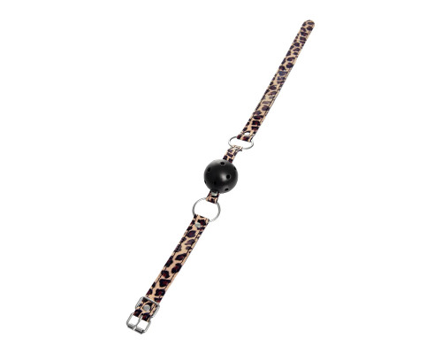 Черный кляп-шар на леопардовых ремешках Anonymo
