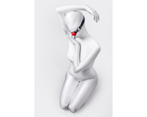 Красный кляп-шар на черных ремешках Anonymo