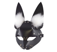 Черная маска  Зайка  с меховыми ушками