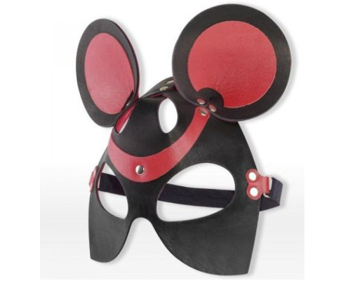 Черно-красная маска мышки из кожи