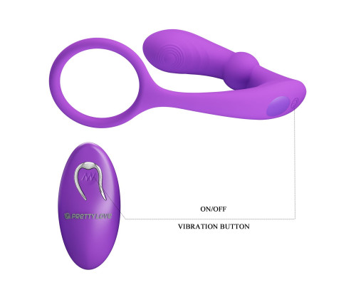 Лиловый вибростимулятор простаты Warren с эрекционным кольцом