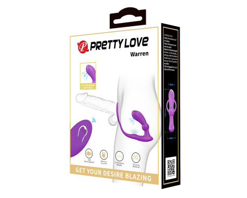 Лиловый вибростимулятор простаты Warren с эрекционным кольцом