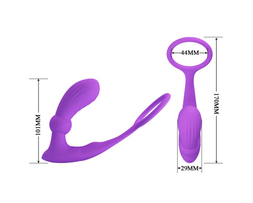 Лиловый вибростимулятор простаты Warren с эрекционным кольцом