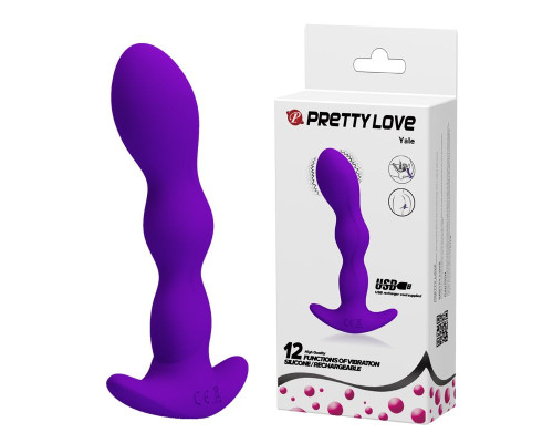 Фиолетовый анальный стимулятор простаты с вибрацией Yale - 14,5 см.