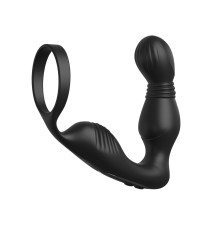 Черный вибростимулятор простаты с эрекционным кольцом Ass-Gasm Pro P-Spot Milker