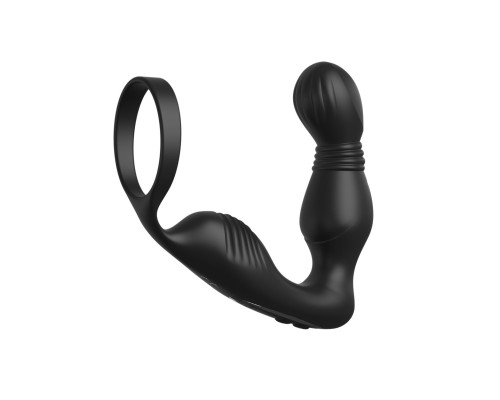 Черный вибростимулятор простаты с эрекционным кольцом Ass-Gasm Pro P-Spot Milker