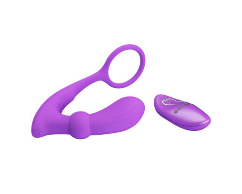 Лиловый вибростимулятор простаты Warren с эрекционным кольцом