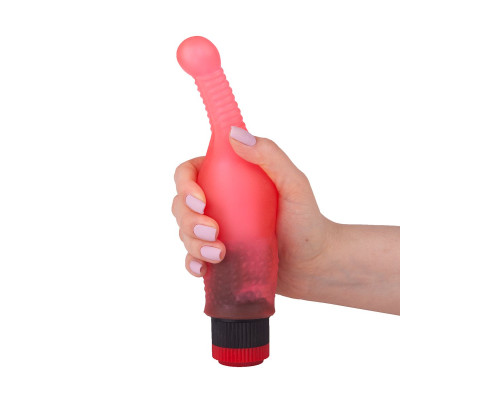 Гелевый розовый массажёр простаты - 18,8 см.