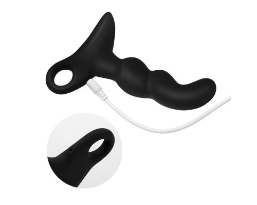 Черный силиконовый анальный вибромассажер-ёлочка Erokay