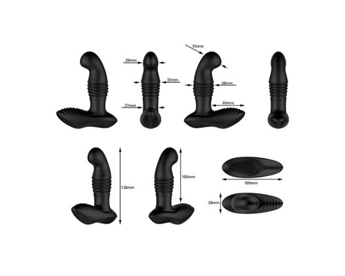 Черный массажер простаты Nexus Thrust с возвратно-поступательными движениями - 13,8 см.