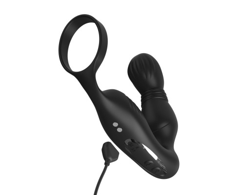 Черный вибростимулятор простаты с эрекционным кольцом Ass-Gasm Pro P-Spot Milker