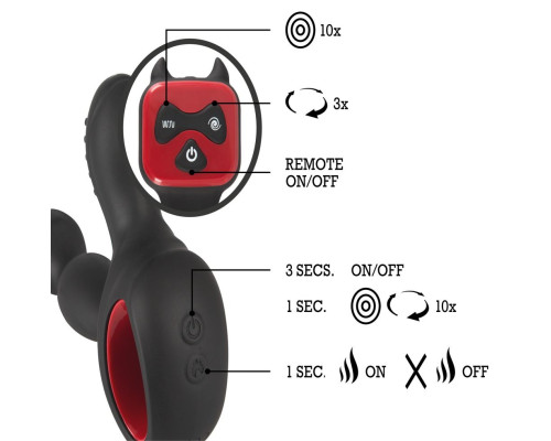 Черный вибромассажер простаты с нагревом и ротацией Prostate Plug - 14,5 см.