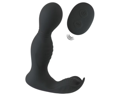 Черная анальная пробка с вибрацией, вращением и пультом ДУ RC Butt Plug with 2 Functions