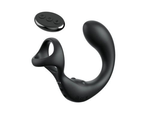 Черный стимулятор простаты с кольцом Ass-gasm Taint-alizer