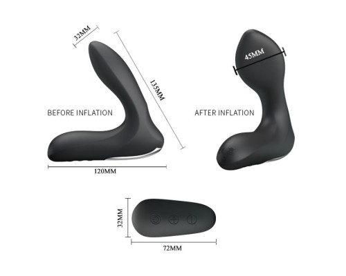 Массажер простаты Nasreddin с функцией расширения и пультом ДУ - 13,5 см.