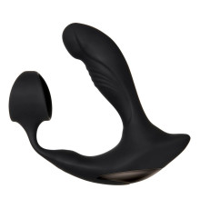 Черный вибромассажер простаты с эрекционным кольцом Strapped   Tapped