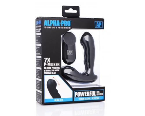 Черный стимулятор простаты Alpha-Pro 7X P-Milker Silicone Prostate Stimulator with Milking Bead