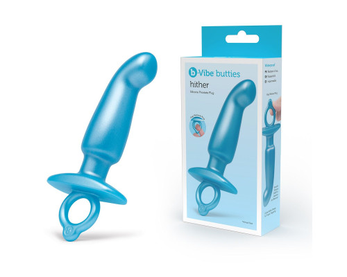 Голубая анальная пробка для массажа простаты Hither Silicone Prostate Plug - 14,3 см.