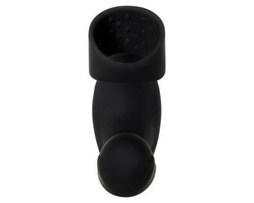 Черный вибромассажер простаты с эрекционным кольцом Strapped   Tapped