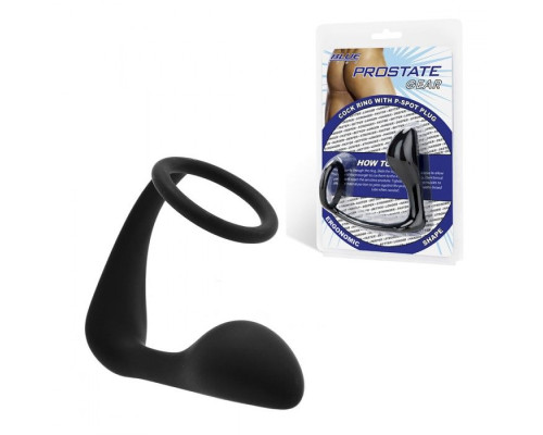 Стимулятор простаты с фиксацией эрекционным кольцом Prostate Gear