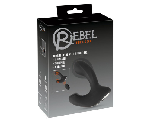 Черная анальная вибропробка с функцией расширения RC Butt Plug with 3 functions