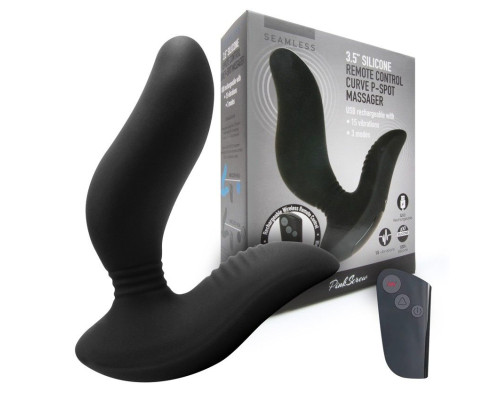 Черный вибромассажер простаты 3,5’’ Remote Control Curve P-spot Massager - 12 см.