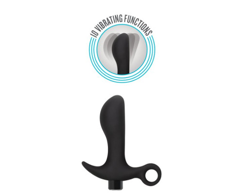 Черный анальный вибратор Silicone Vibrating Prostate Massager 01 - 10,8 см.