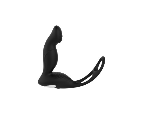 Черный вибромассажер простаты P-PLEASER W ERECTION ENHANCE