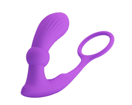 Лиловый вибростимулятор простаты Warren с эрекционным кольцом