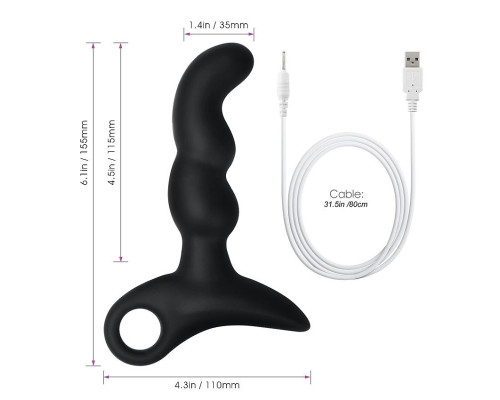 Черный силиконовый анальный вибромассажер-ёлочка Erokay