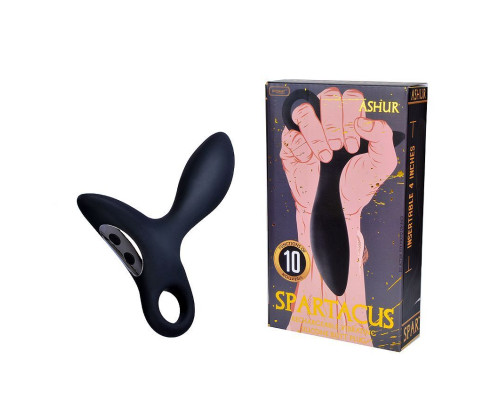 Черный силиконовый анальный вибромассажер Erokay с колечком-ограничителем